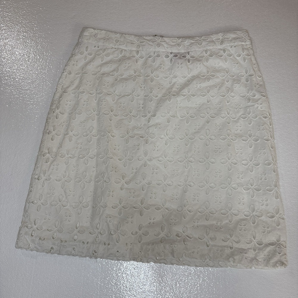 Sunny Leigh Women's Size 10 White Eyelet Mini Skirt‎ Resort Beachwear Timeless
